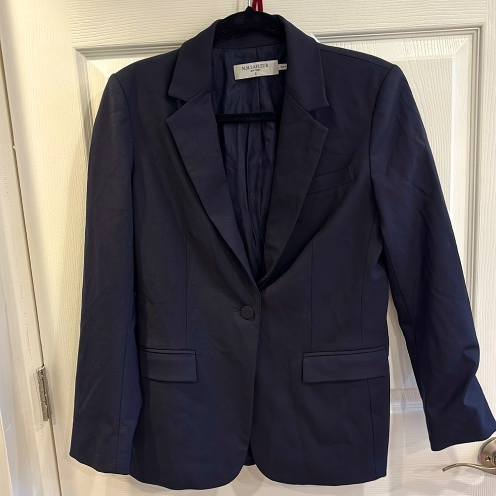 M.M. Lafleur Navy Wool Blend Blazer